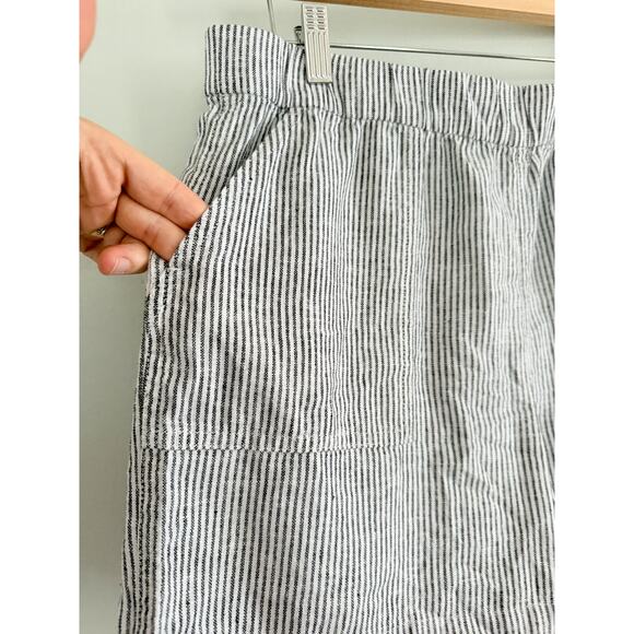 J.Crew Factory | NWT Linen-blend pull-on short in Black And White Stripe | Sz M - Picture 3 of 9